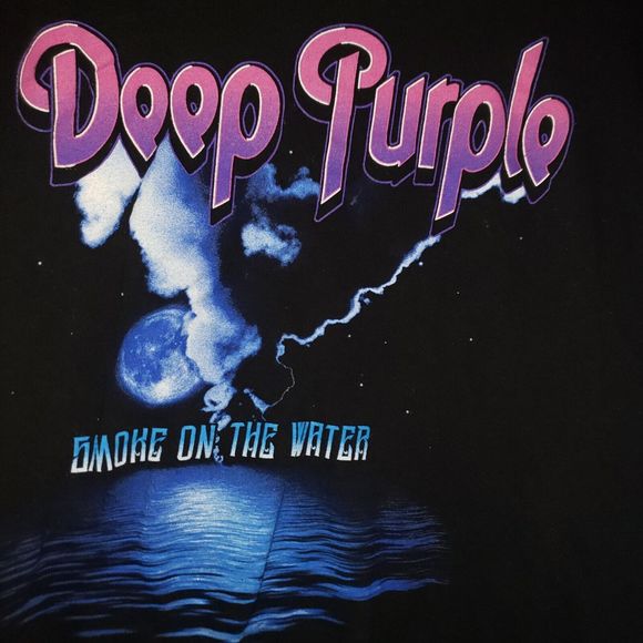 Deep Tops - Womens Small Short Sleeve T-shirt Band Tee Deep Purple Smoke On The Water